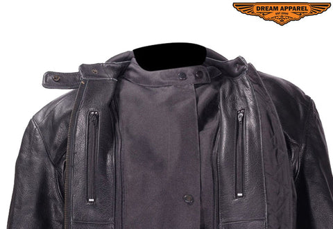 Women's Leather Jacket With Removable Liner