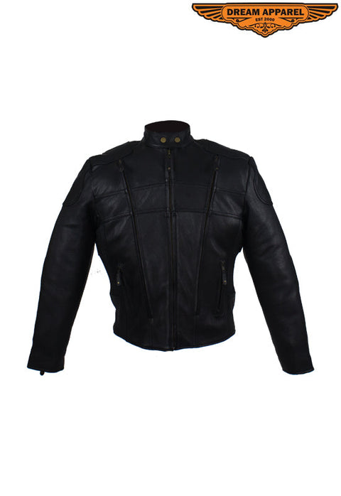 Women's Leather Racer Jacket With One Airvent On The Back