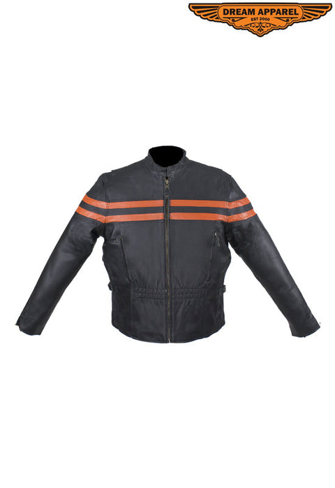 Womens Motorcycle Jacket With Orange Stripes