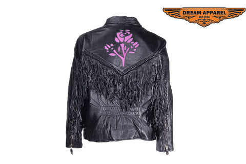 Women Puple Rose Inlay Jacket with Side Laces