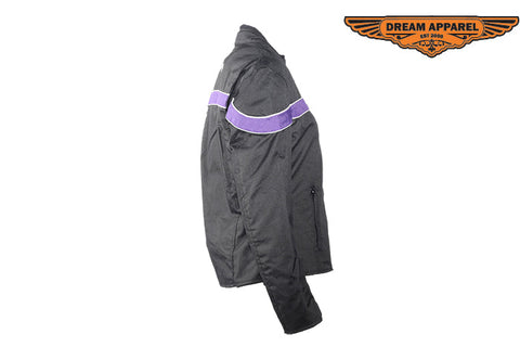 Womens Purple Stripe Textile Jacket