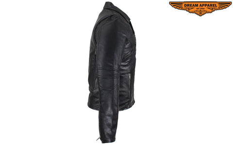 Women's Pleated Concealed Carry Leather Jacket