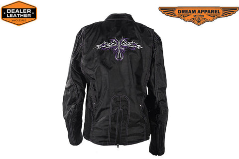 Women's Textile Jacket With Purple Hoodie & Butterfly