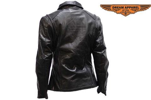 Womens Light Weight Leather Motorcycle Jacket