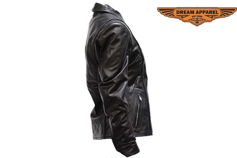 Womens Cowhide  Motorcycle Leather Jacket