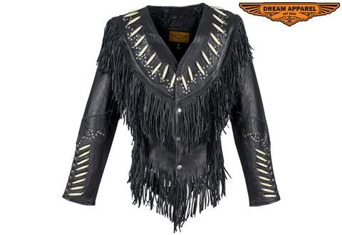 Women’s Shortened Western Style Leather Motorcycle Jacket