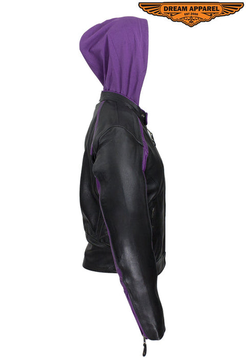 Women's Naked Cowhide Jacket with Purple Jacket