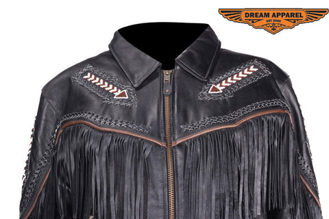 Womens Motorcycle Jacket With Arrows & Fringes