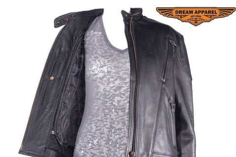 Women Heavy Duty Soft Leather Vented Racer Jacket