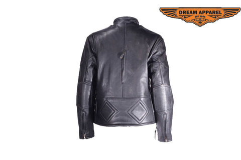 Women Heavy Duty Soft Leather Vented Racer Jacket