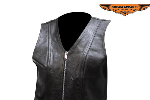 Womens Soft Touch Leather Classic Style Vest