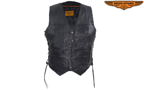 Black Gun Pocket Vest With Small Studded Purple Butterfly