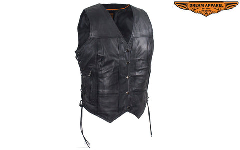 Black Gun Pocket Vest With Small Studded Purple Butterfly