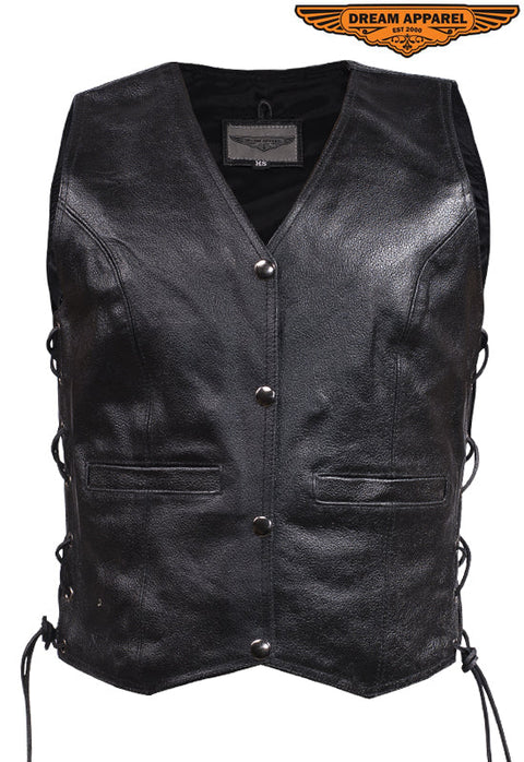 Womens Plain Leather Vest