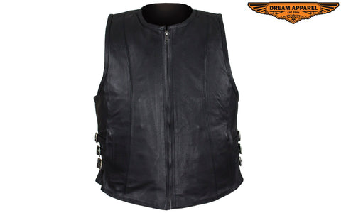 Women's Naked Cowhide Leather Motorcycle Vest