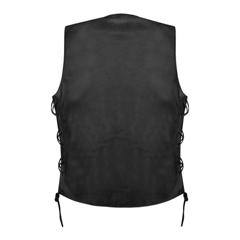 Dream Apparel Womens Motorcycle Leather Vest With Concealed Carry Pockets & Side Laces