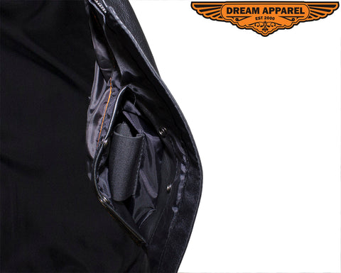 Dream Apparel Women Leather Concealed Carry Pockets Vest with roller buckles