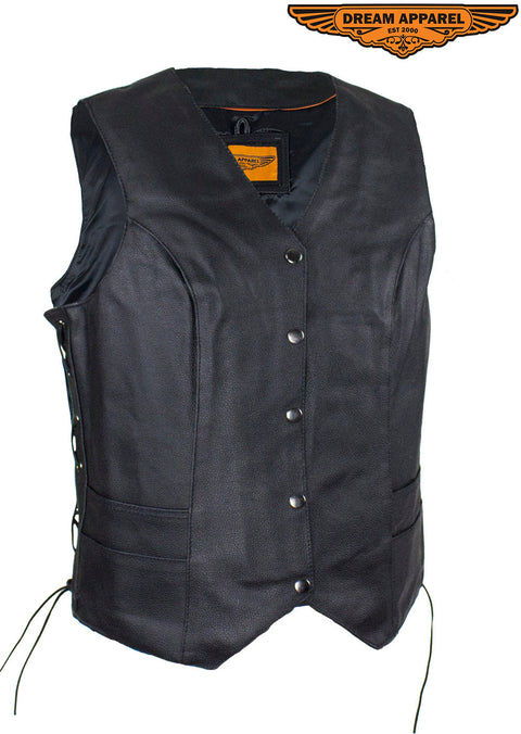 Dream Apparel Women's Concealed Pocket Vest with Side Laces