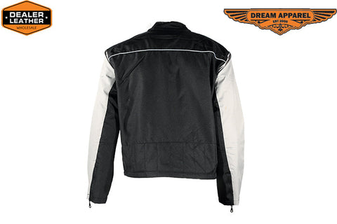 Light Textile Motorcycle Jacket w/ White Multi-Striped Design - Mens