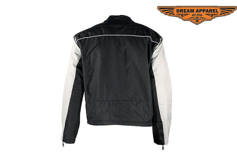 Light Textile Motorcycle Jacket w/ White Multi-Striped Design - Mens