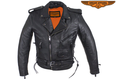 Mens Motorcycle Jacket With 1 Piece Panel For Patches