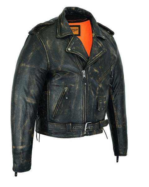 Men's Brown Motorcycle Jacket with Gun Pockets