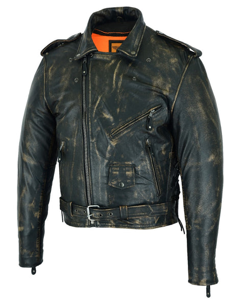 Men's Brown Motorcycle Jacket with Gun Pockets