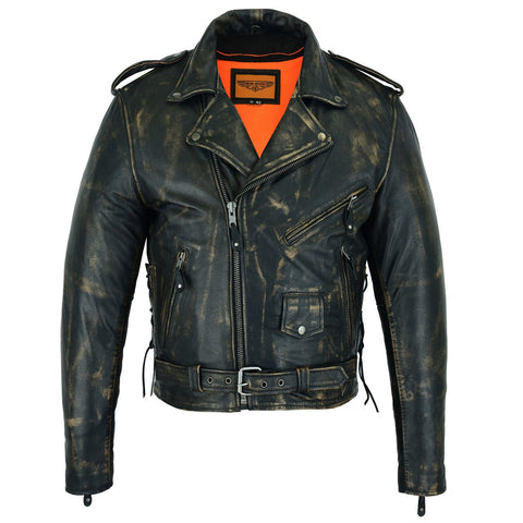 Men's Brown Motorcycle Jacket with Gun Pockets