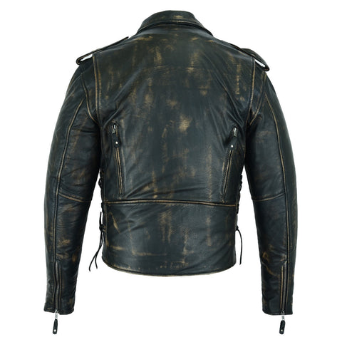 Men's Brown Motorcycle Jacket with Gun Pockets