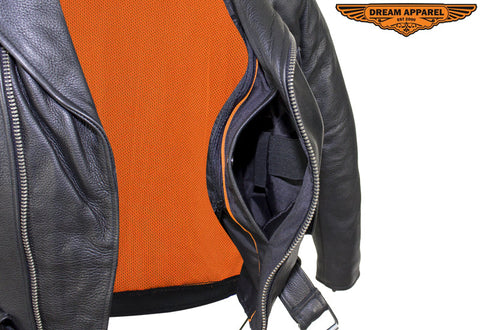 Mens Classic Police Style Motorcycle Jacket With Side Laces