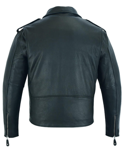 Classic Biker Police Motorcycle MC Jacket Concealed Gun Pockets Cowhide Leather Heavy Duty