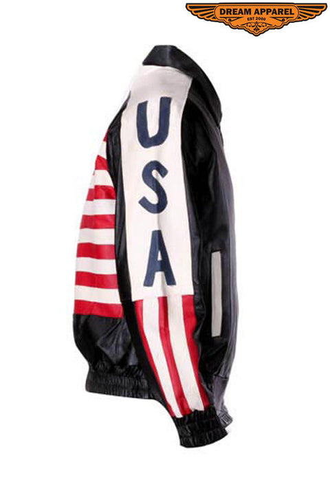 USA Flag Motorcycle Leather Jacket