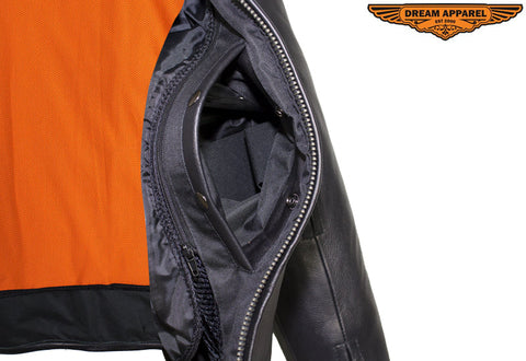 Mens Top Grade Leather Motorcycle Jacket With Sleek Collar