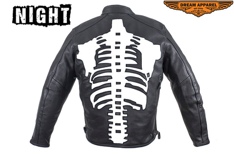 Mens Reflective Skeleton Motorcycle Jacket