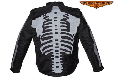 Mens Textile Motorcycle Jacket With Reflective Bones