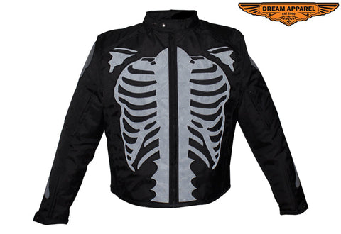 Mens Textile Motorcycle Jacket With Reflective Bones