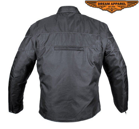 Men's Black Textile Racer Style Jacket