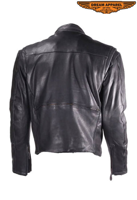 Mens Leather Motorcycle Jacket with Z/o Lining