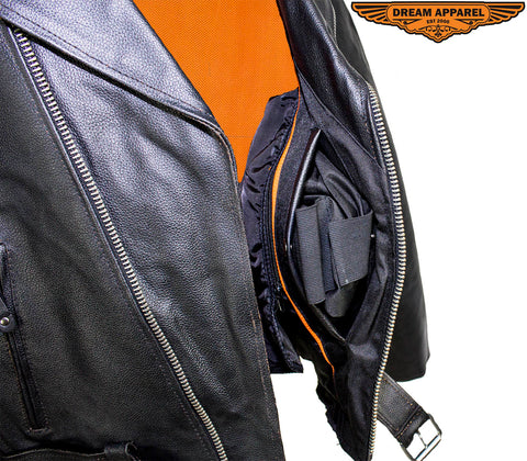 Mens Leather Motorcycle Jacket With Eagle