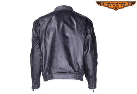 Men's Black Pig Skin Leather Lightweight Racer Jacket