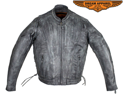 Mens Gray Racer Jacket W/ Side Laces