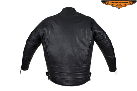 Mens Cowhide Racer Leather Jacket