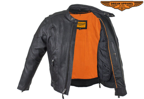 Mens Cowhide Racer Leather Jacket