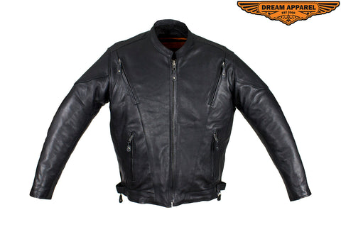 Mens Cowhide Racer Leather Jacket