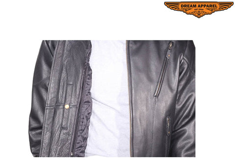 Mens Leather Racer Style Jacket