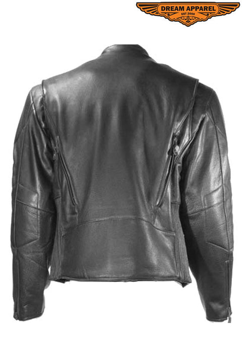 Mens Leather Racer Style Jacket