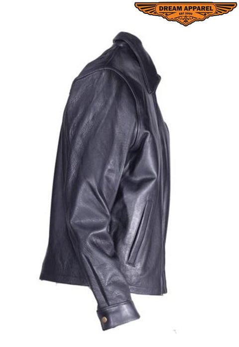 Mens Leather Fashion Jacket With Zippers on Sides