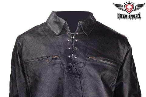 Mens Pullover Leather Shirt