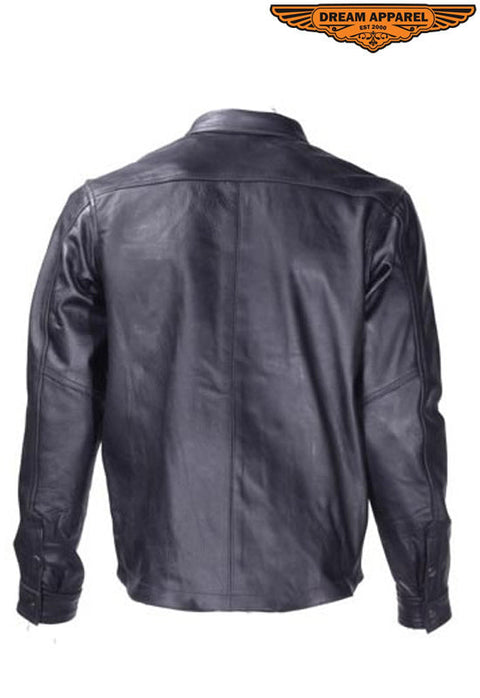 Mens Leather Shirt With Snaps