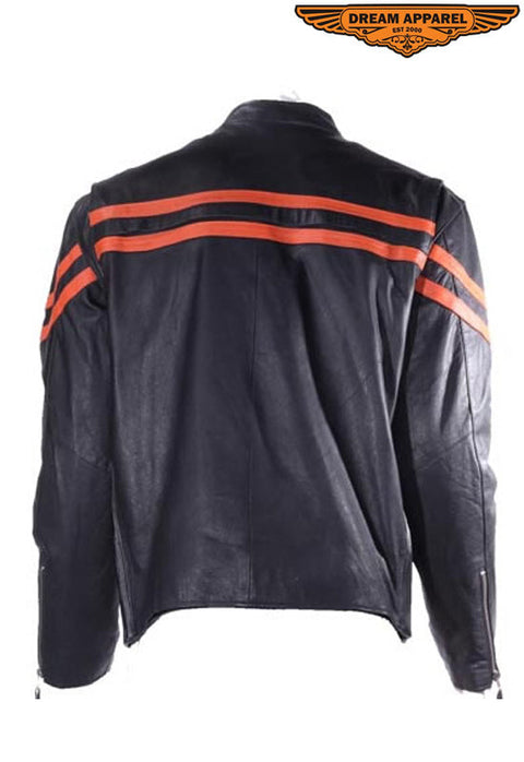 Men Racer Jacket with Orange Stripes